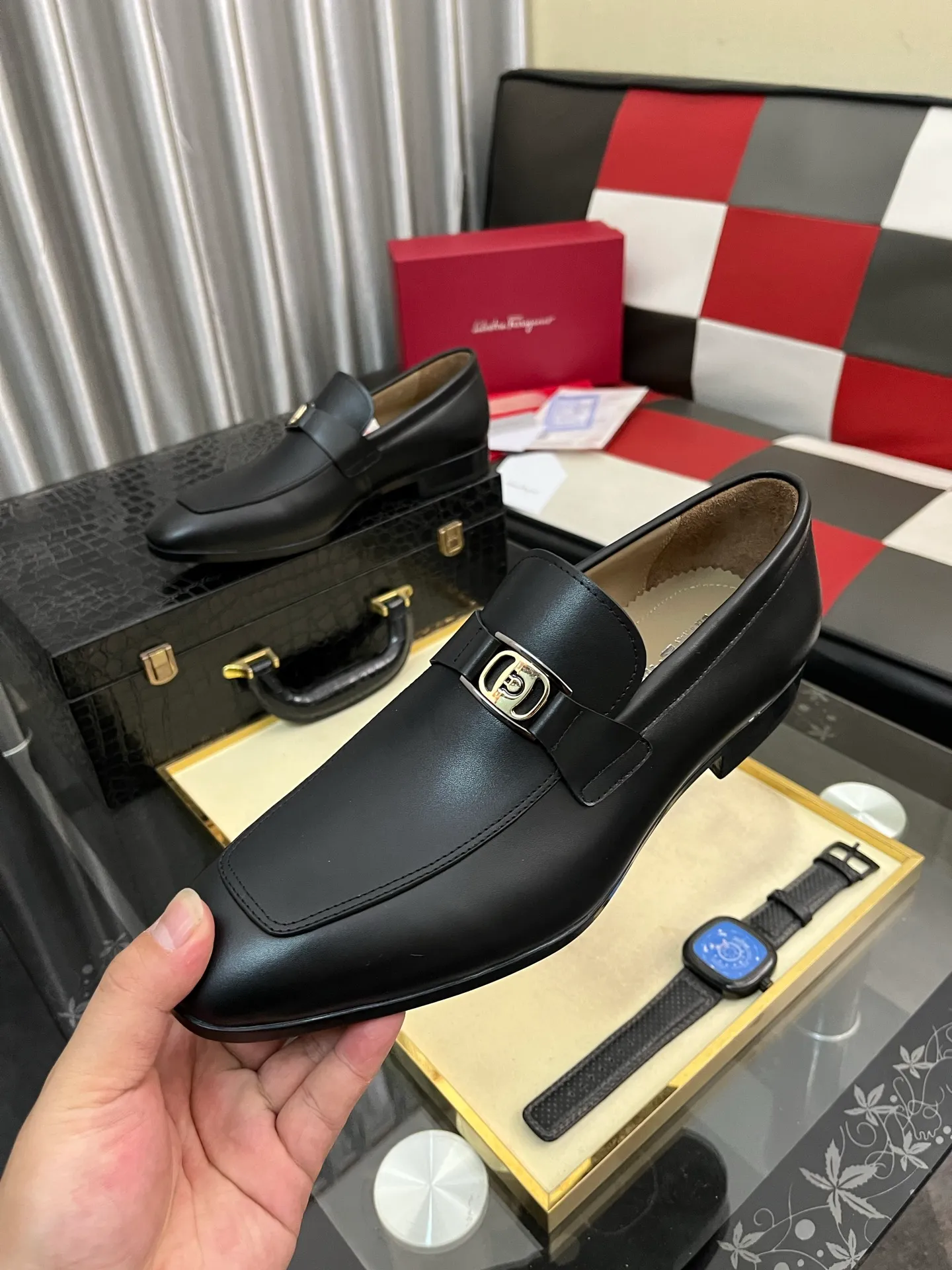 Men's shoes 💰: 600⌚️⌚️【Salvatore Ferragamo】Ferragamo business leather shoes, 1:1 top purchasing quality, imported selected original calfskin for the uppers, imported original water-dyed cowhide for the inner feet, imported original 1:1 customized Italian handmade lightweight foam outsole, code number: 38-44 (45 custom-made)